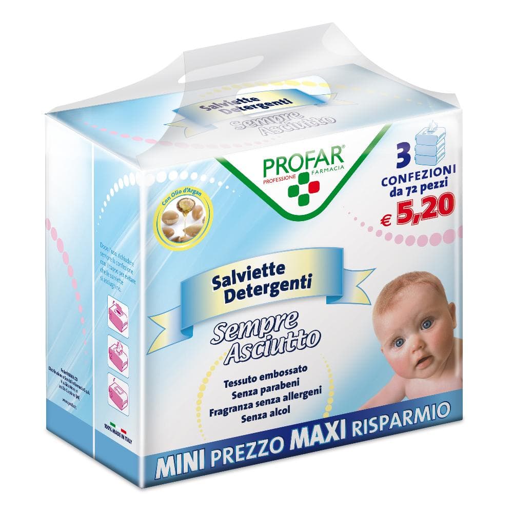 Tripack Salviette Sempre Asciutto 3 Confezioni Da 72 Pezzi Profar