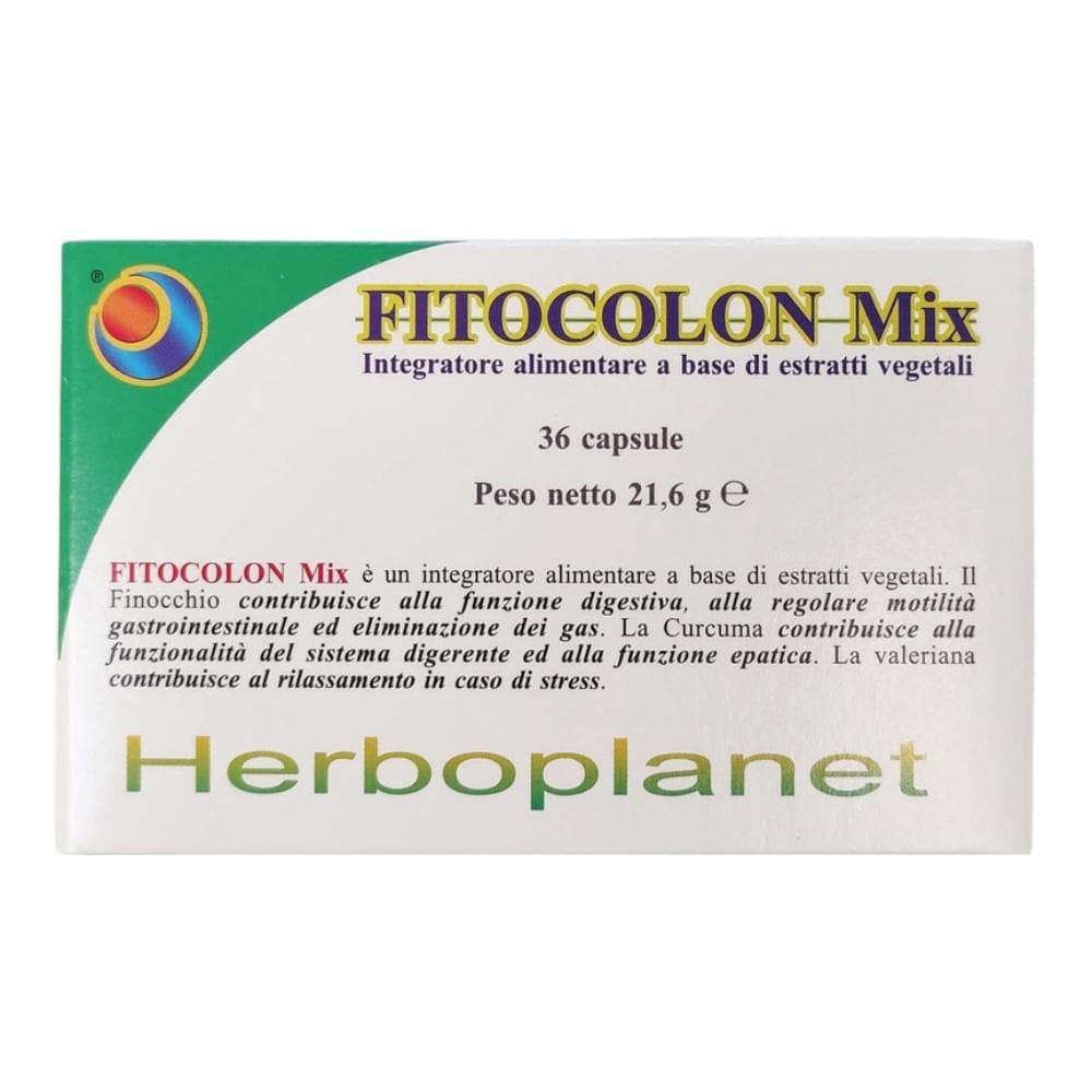 Fitocolon Mix - Herboplanet - 36 capsule - Integratore alimentare che aiuta il processo di digestione