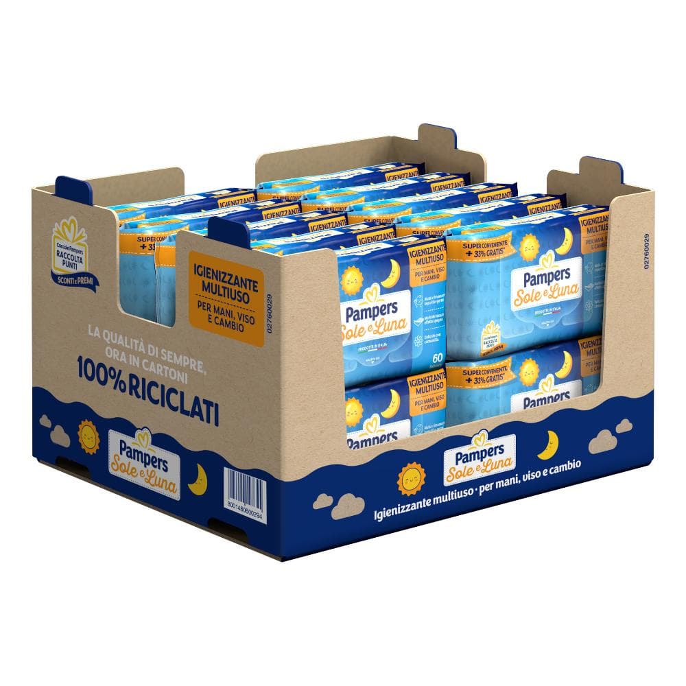 Wipes sole & luna srp espositore contenente 30 confezioni da 60 salviettine