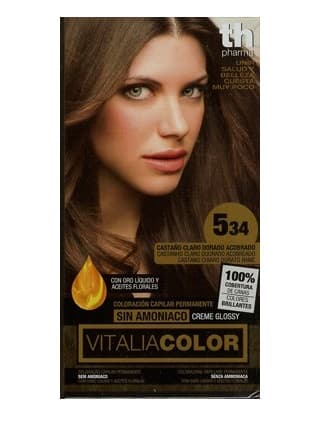 Th pharma vitalia color coloracion capilar sin amoniaco 5.34 castano claro dorado acobrado