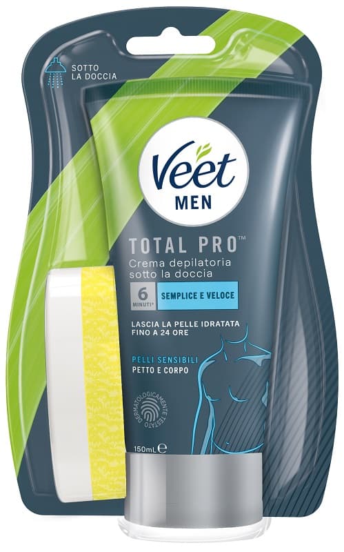Veet For Men Crema Depilatoria Sotto La Doccia Pelle Sensibile Petto e Corpo 150 ml