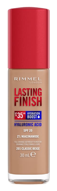 Rimmel fondotinta lasting finish 35h con acido ialuronico 201 classic beige 30ml