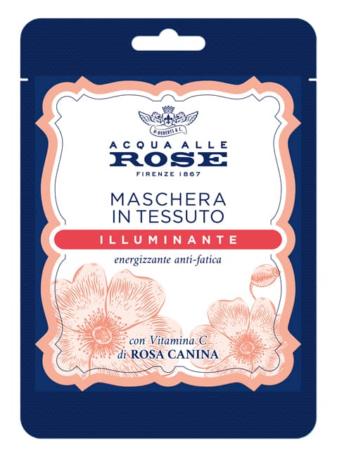 Acqua alle rose maschera in tessuto illuminante idratante antifatica
