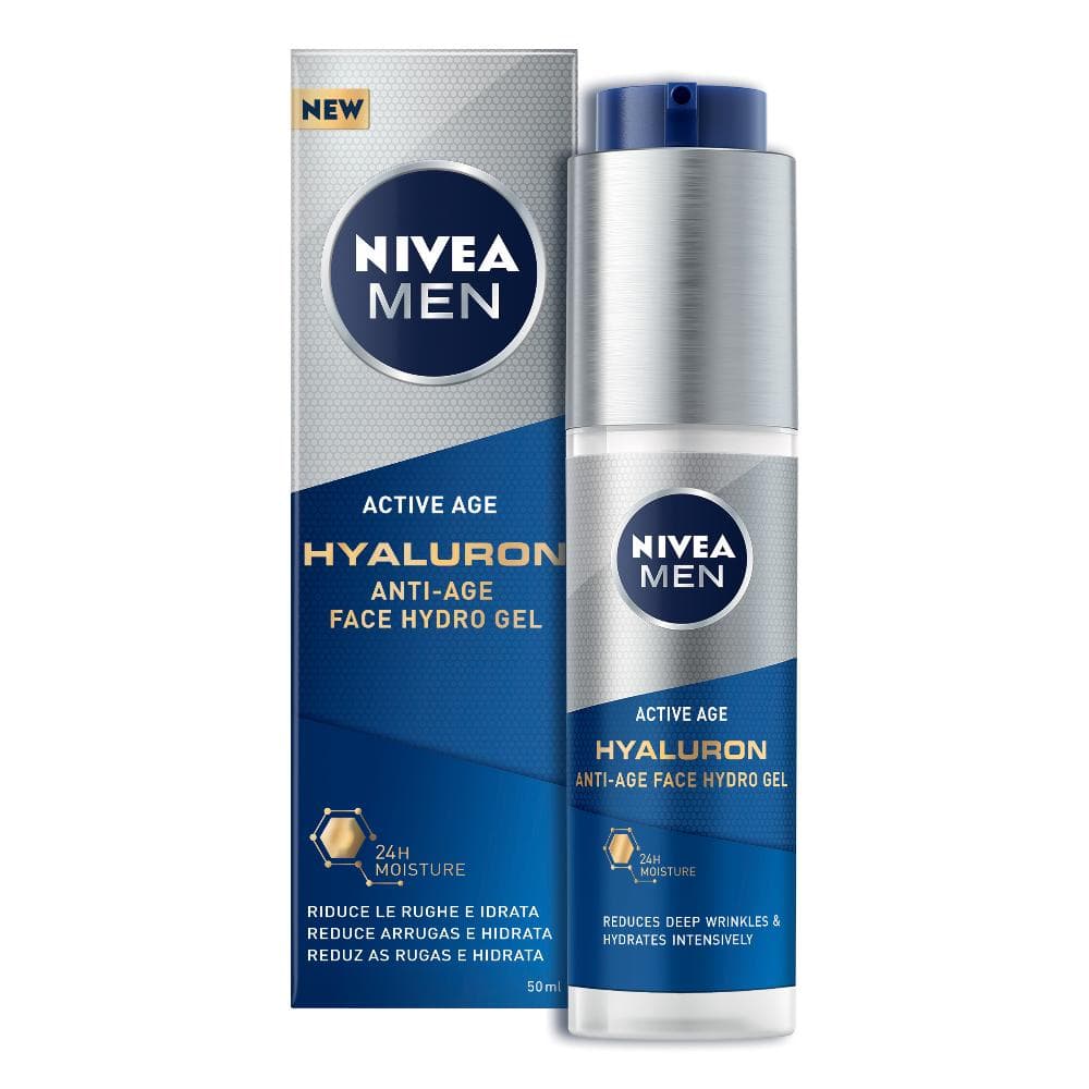 Nivea Men Active Age Hylauron Hydro Gel Viso - Gel Idratante e Rivitalizzante 50 ml