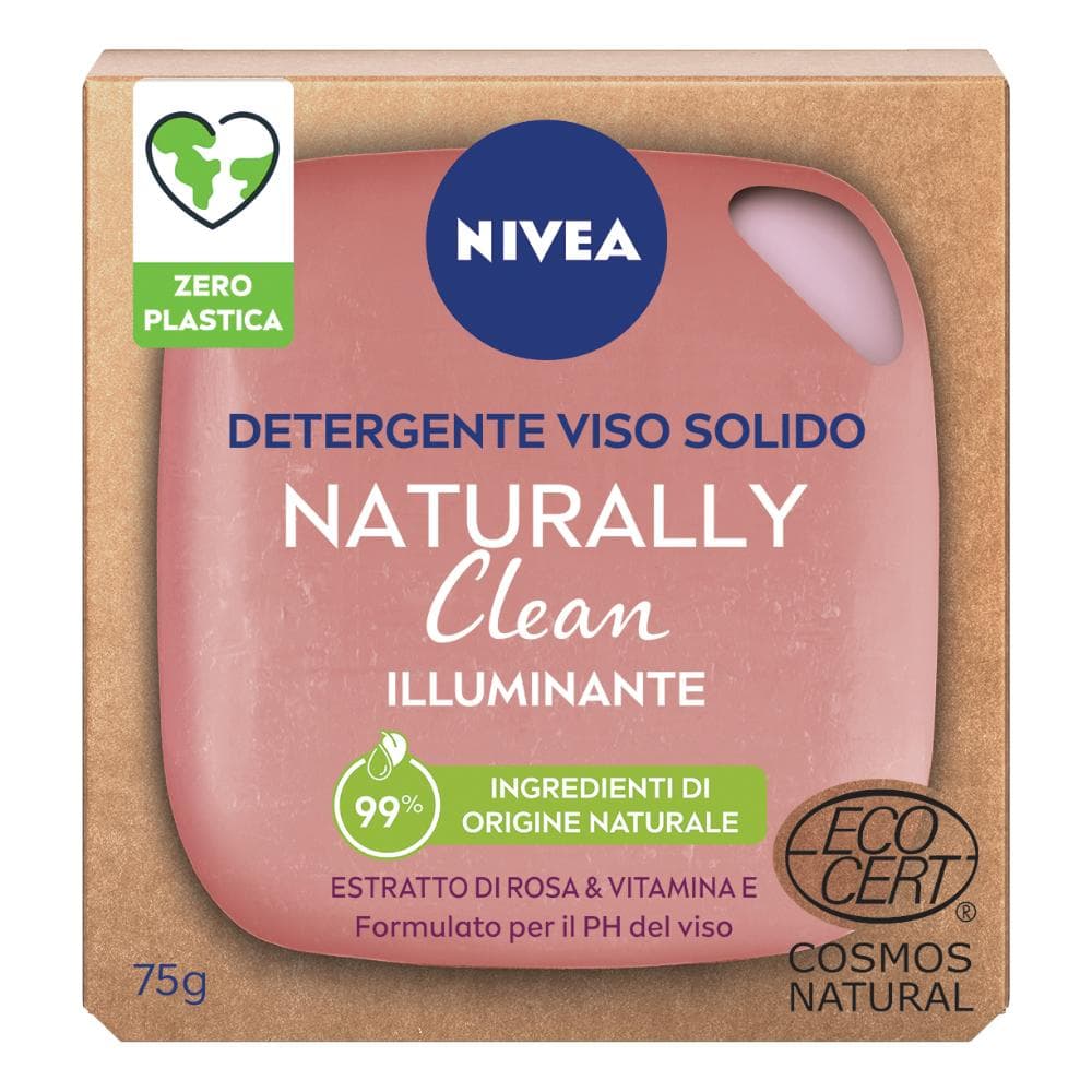 Nivea Naturally Clean Detergente Viso Solido Illuminante Pelle Sensibile 75g