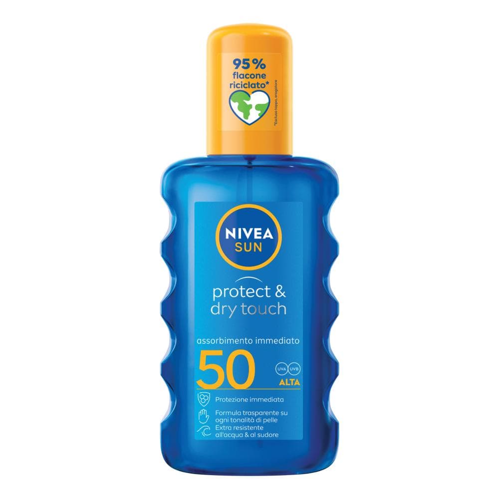 Nivea Sun Protect & Dry Touch Spray Protezione Solare Sfp 50 Assorbimento Immediato 200 ml