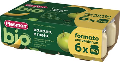 Plasmon Bio Omogeneizzato Banana E Mela 6 Pezzi Da 80 G