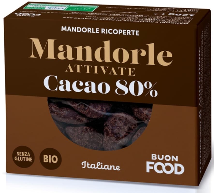 BUON FOOD FRUTTA SECCA MANDORLE ATTIVATE+CACAO 80% 120 G