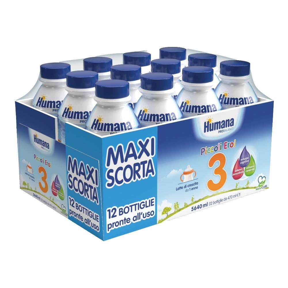 Humana 3 probalance multipack maxi scorta 12 bottiglie da 470 ml