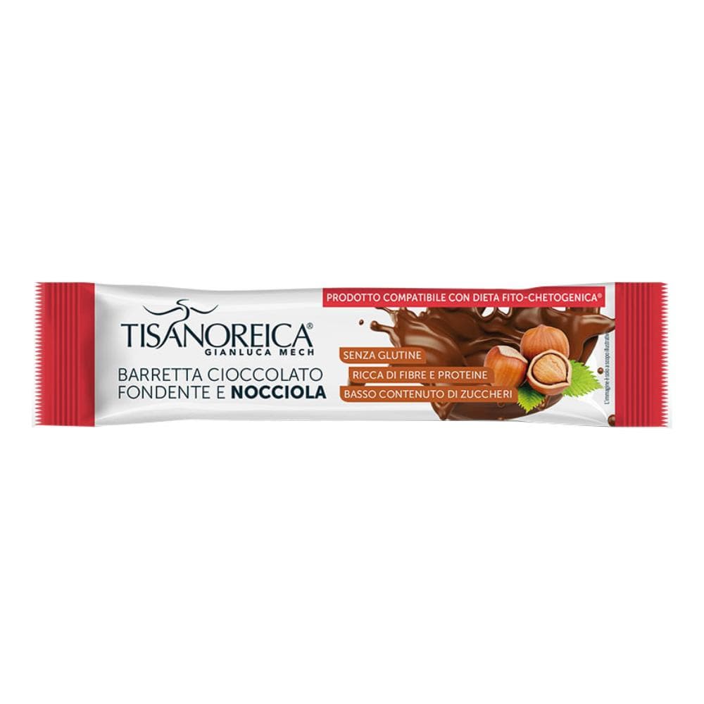 Tisanoreica Barretta Cioccolato Fondente e Nocciola per Dieta Chetogenica 35g