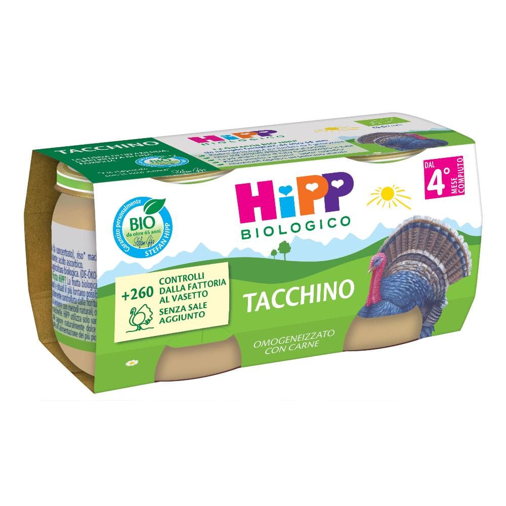 Hipp bio omogeneizzato tacchino 2 pezzi da 80 g