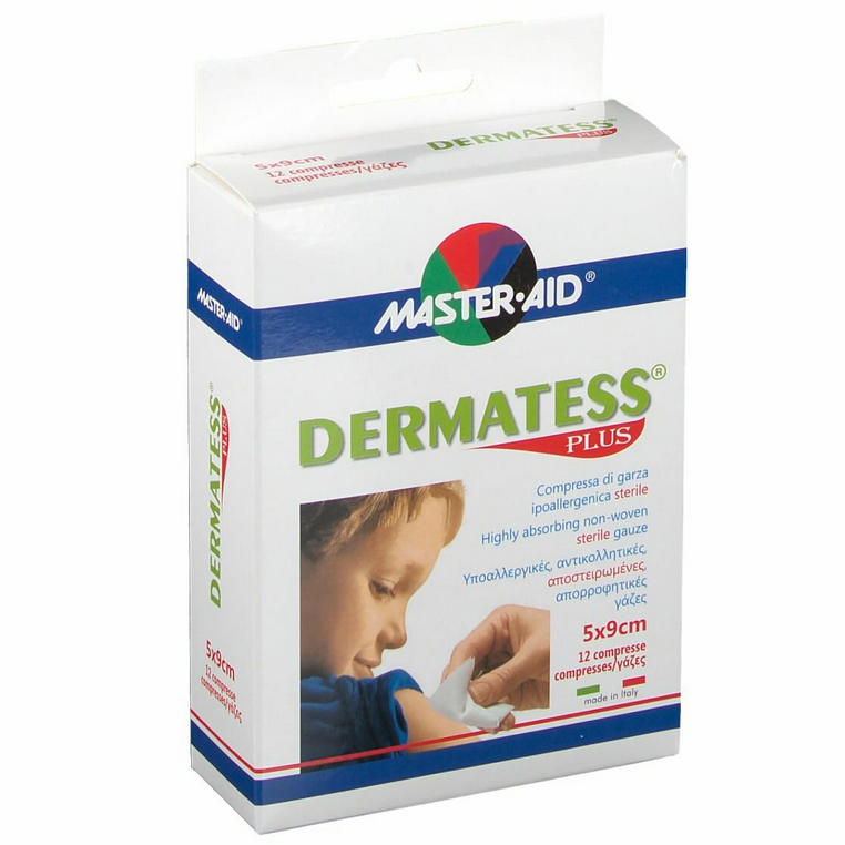 Dermatess Plus Compressa Di Garza Sterile TNT Ipoallergenica 5x9 cm 12 Pezzi