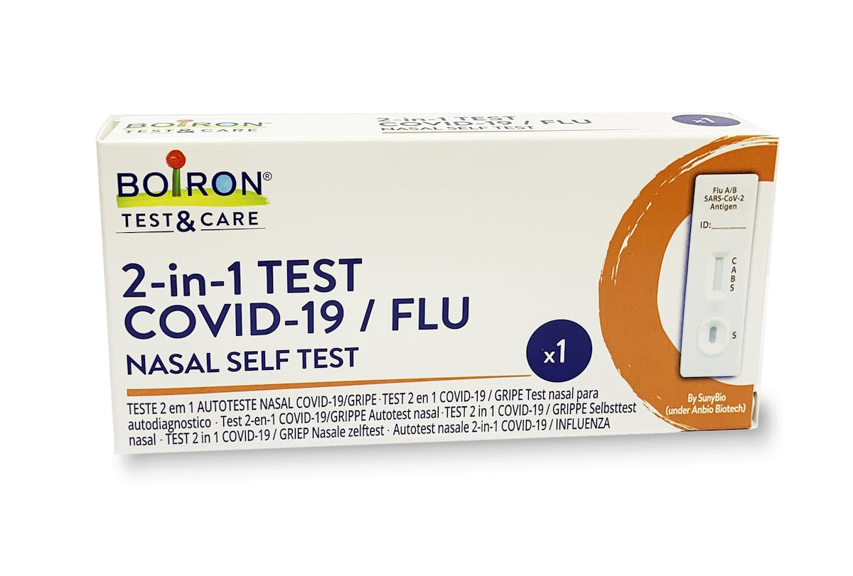 Test antigenico covid-19 boiron test&car 2in1 autodiagnostico determinazione qualitativa antigeni sars-cov-2/influenza a+b in tamponi nasali mediante immunofluorescenza