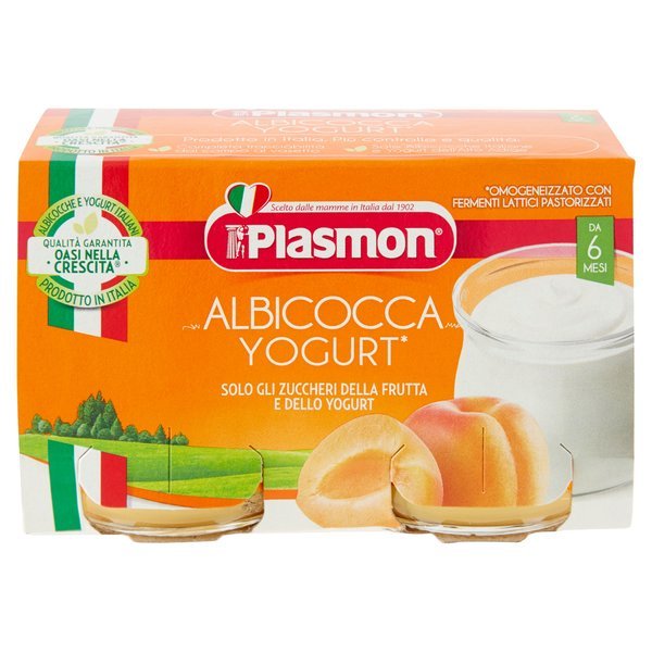Plasmon Omogeneizzato Yogurt Albicocca 2 Vasetti da 120 g