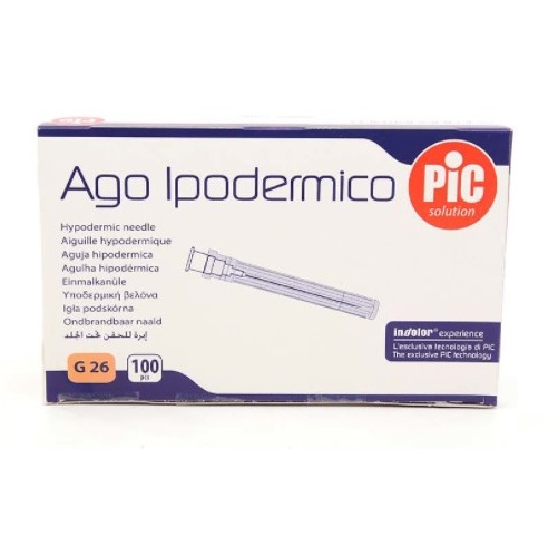 Pic Ago Sterile 26G Peel Pack Cono Luer Lock 13 mm 100 Pezzi