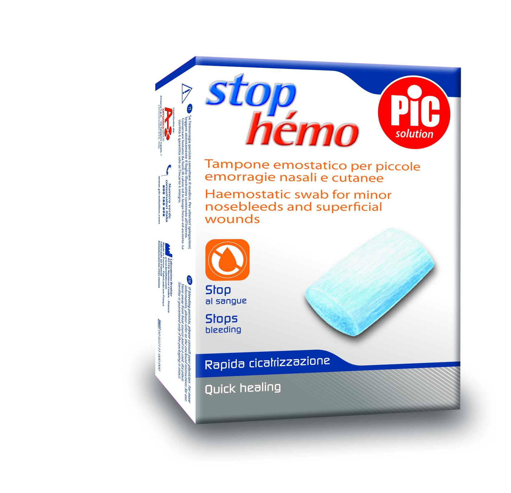 Pic Stop Hemo Tampone Emostatico per Piccole Emorragie Nasali e Cutanee 5 Pezzi