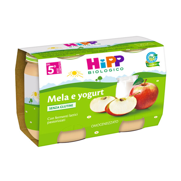 Hipp Biologico Omogeneizzato Merenda Mela e Yogurt 2 x125 g