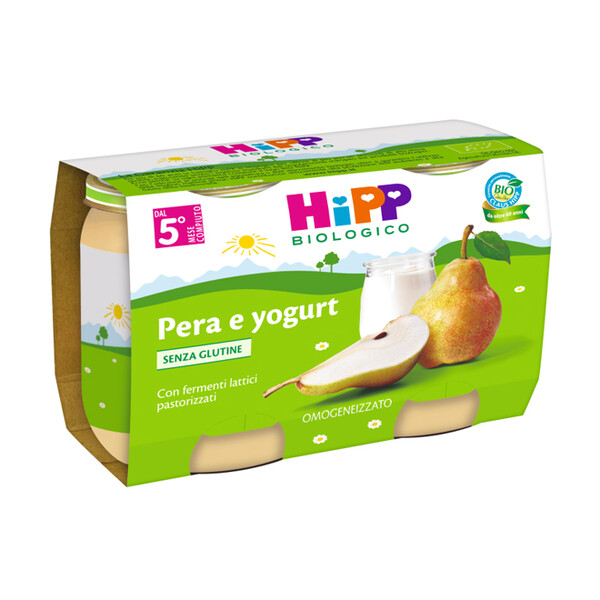 Hipp Biologico Omogeneizzato Merenda Pera e Yogurt 2 x125 g
