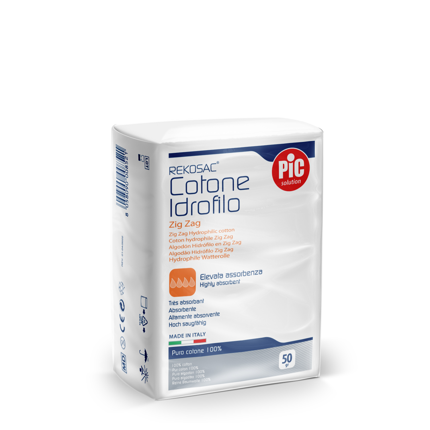 Pic Cotone Idrofilo Ovatta Zig Zag Rekosac 50g
