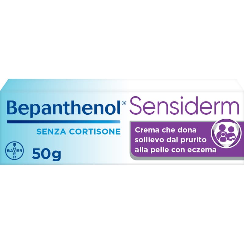 Bepanthenol Sensiderm Crema con Pantenolo Senza Cortisone Allevia Prurito e Arrossamento della Pelle 50g