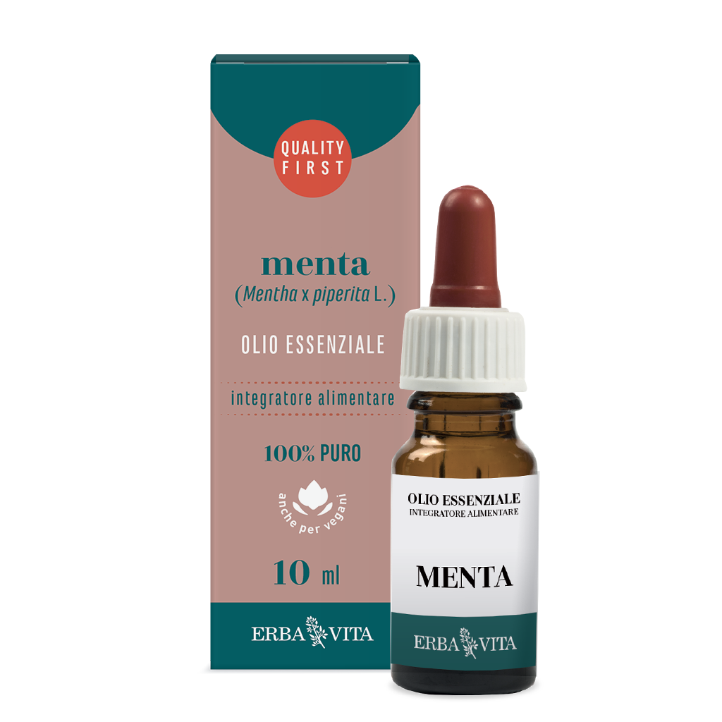 Erba Vita Olio Essenziale Menta Piperita Integratore Gas Intestinali 10 Ml