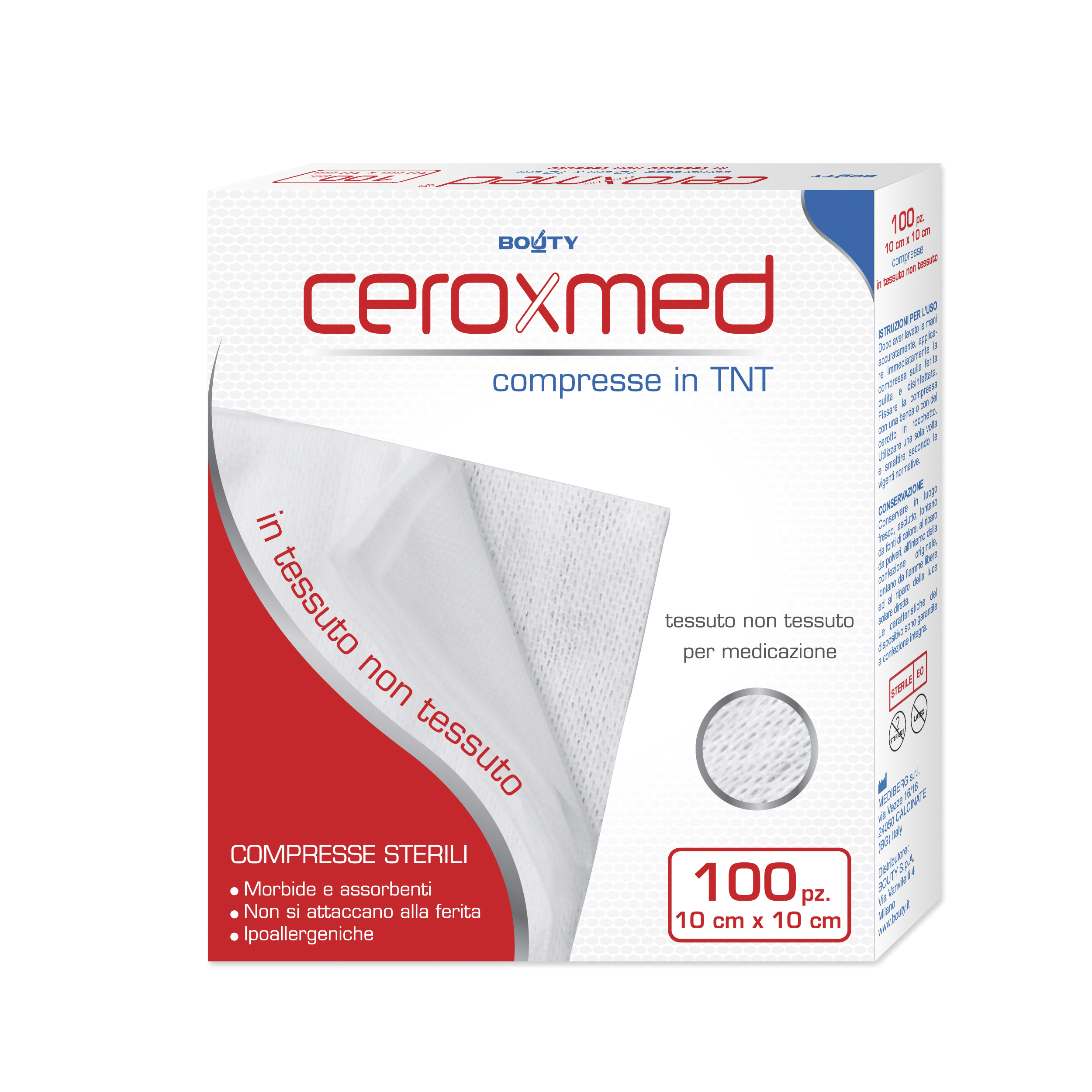 Ceroxmed Compresse di Garza Sterili TNT 10x10 cm 100 Pezzi