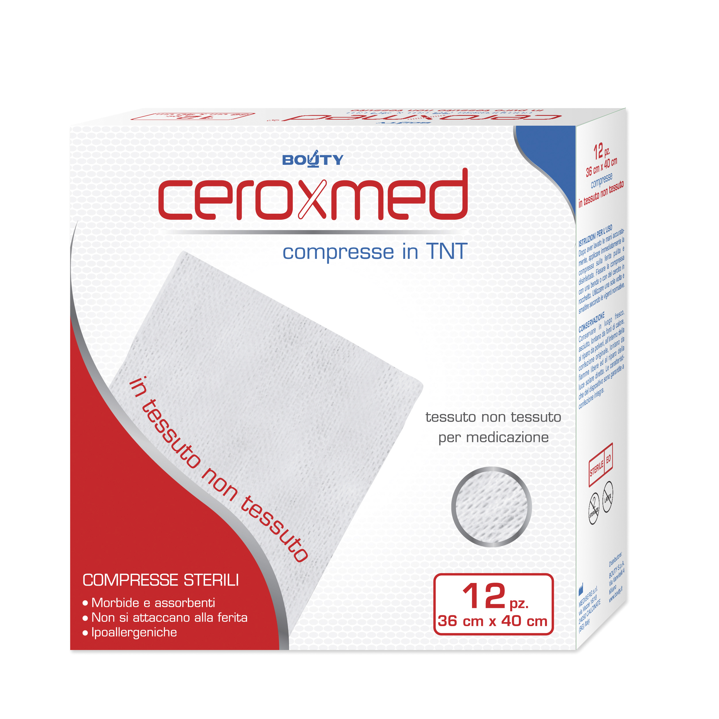 Ceroxmed Compresse di Garza Sterili TNT 36x40 cm 12 Pezzi