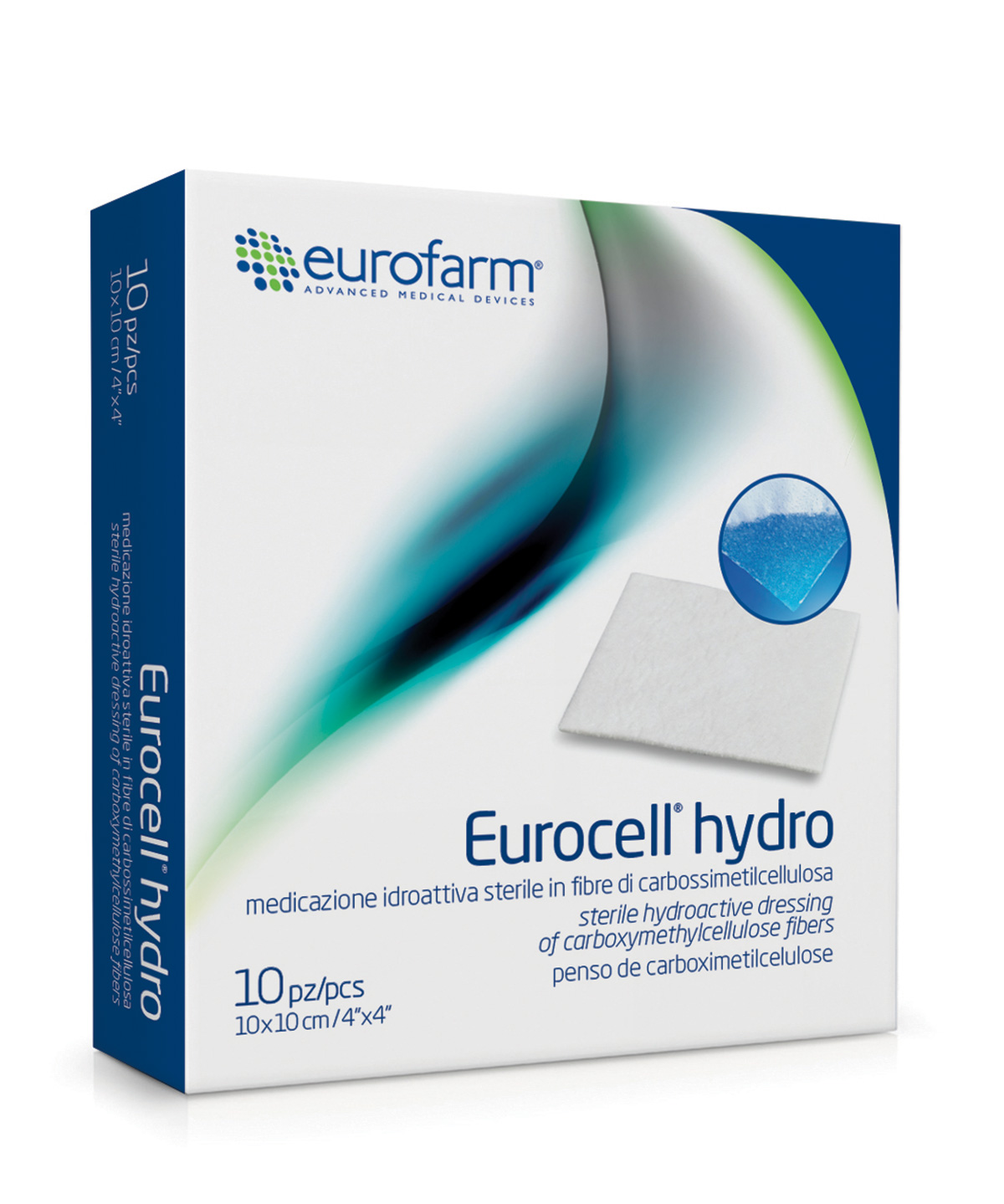 Eurocell Hydro Medicazione Idroattiva Ferite In CMC 10 Pezzi 10x10 cm