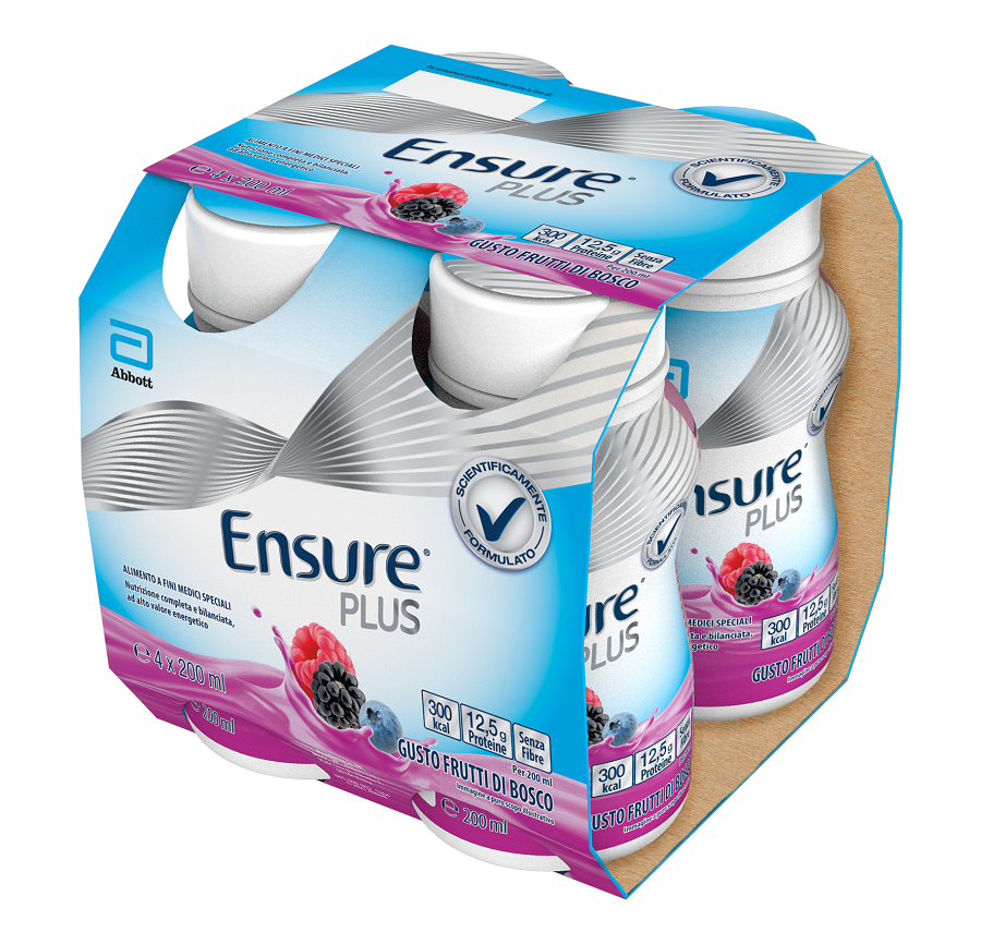 Ensure Plus Alimento a Fini Medici Speciali Ipercalorico Frutti di Bosco 4x200ml