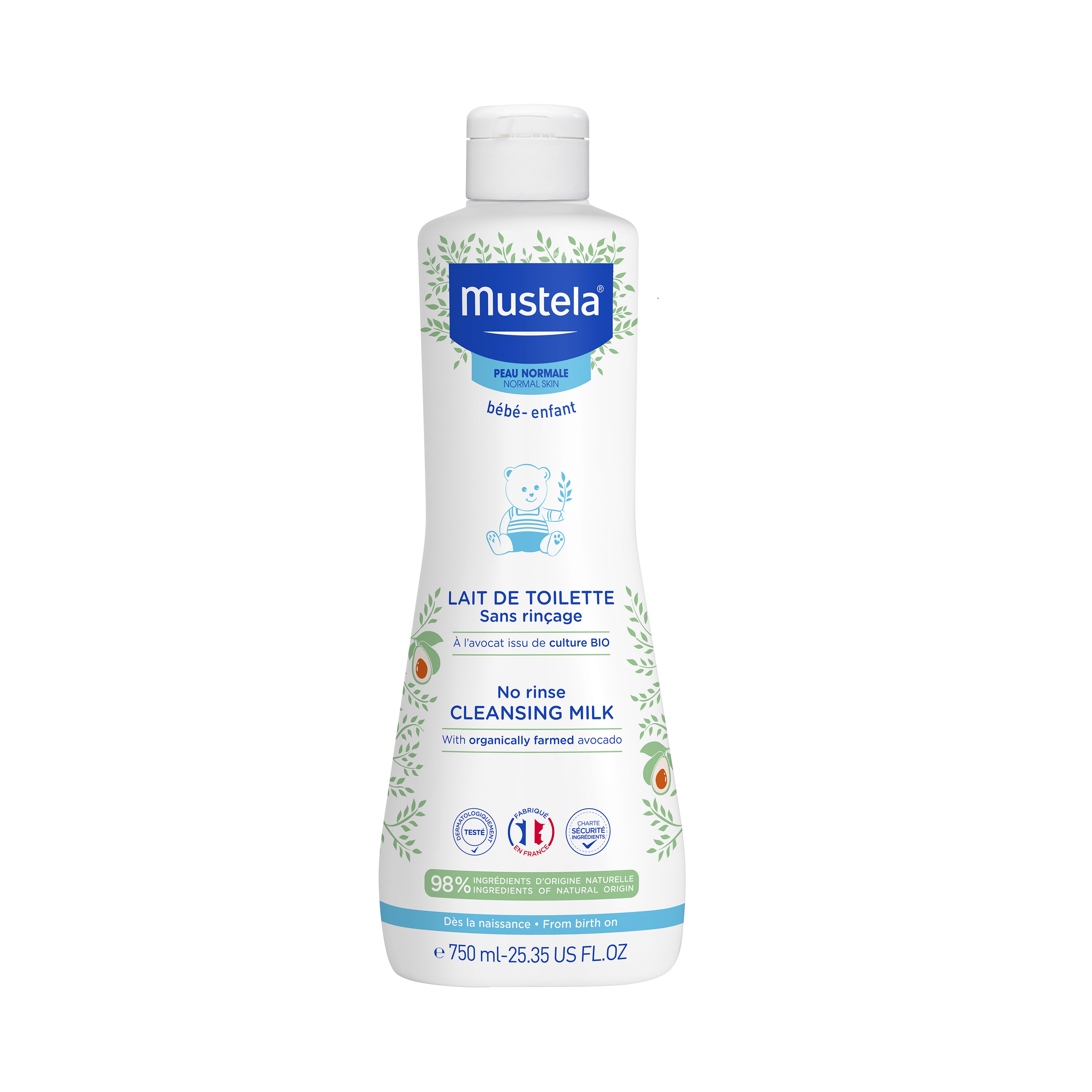 Mustela Latte di Toilette Detersione Viso e Sederino Pelle Secca 750 ml