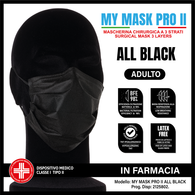 MYMASK PRO II CHIR ALL BLK10PZ