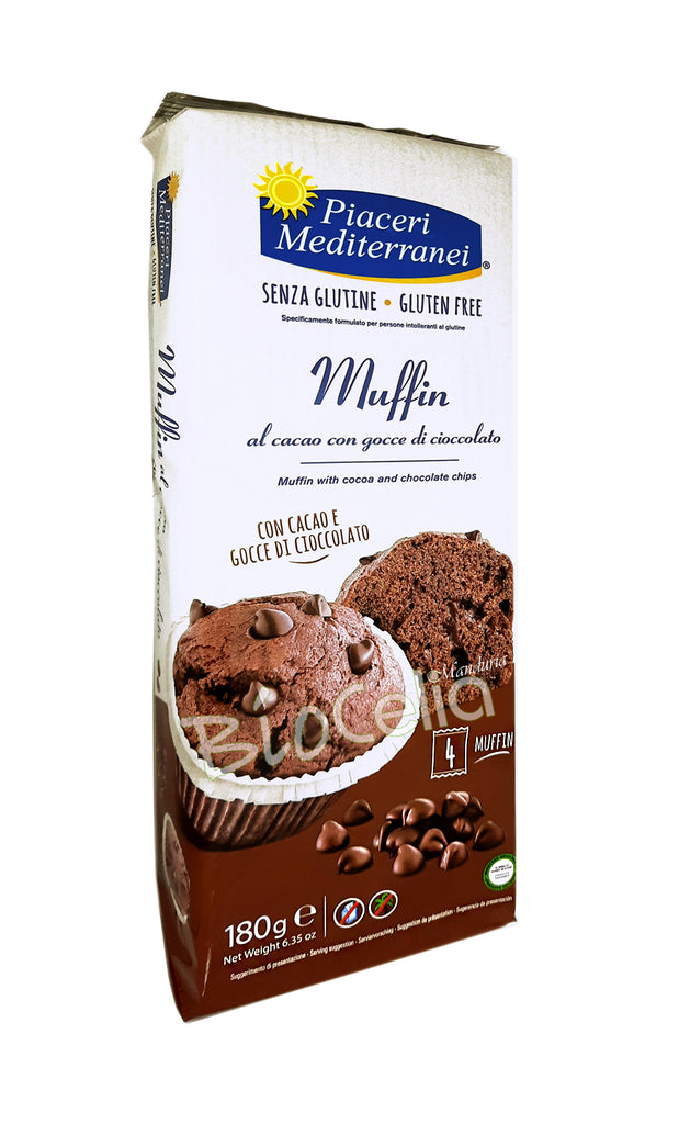 Piaceri Mediterranei Muffin al Cacao con Gocce di Cioccolato Senza Glutine
