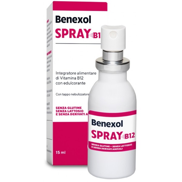 Benexol Spray Integratore Alimentare di Vitamina B12 ad Alto Dosaggio, con Edulcorante, Flacone da 15 ml