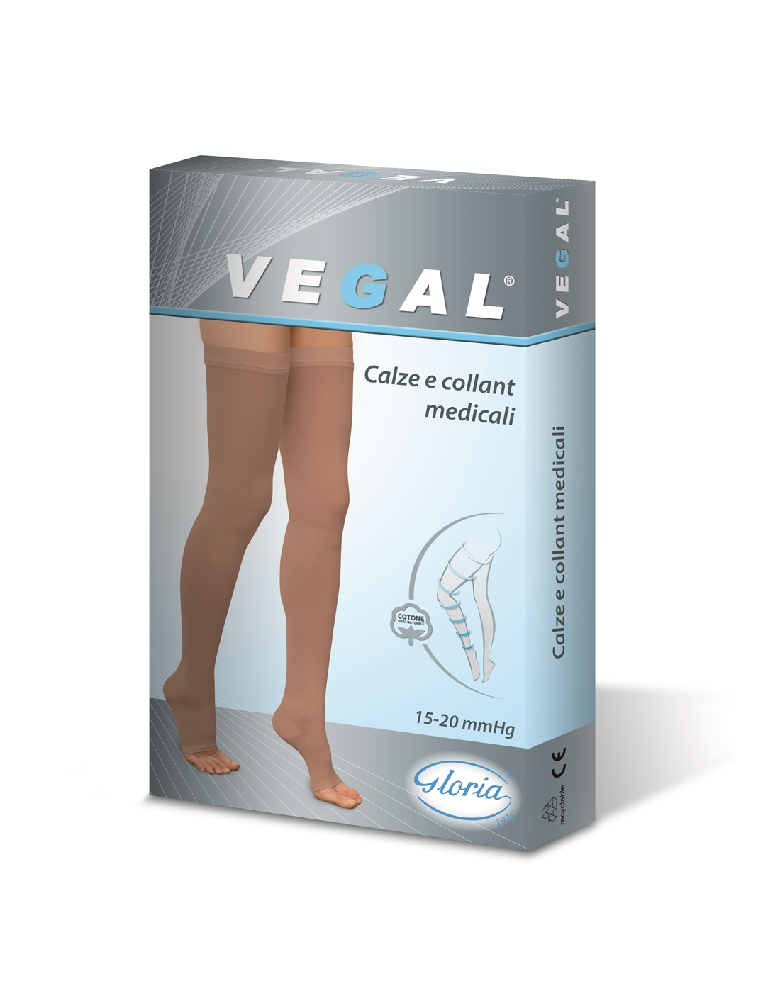 Vegal+ calze medicali poliestensive in cotone 22-28 mmhg monocollant sinistro beige misura m 1 pezzo