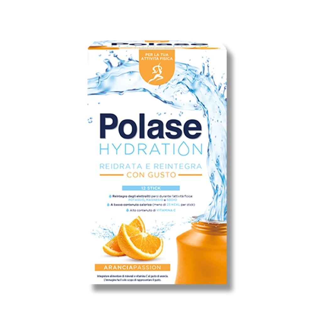 Polase Hydration Integratore Energizzante con Magnesio e Potassio Gusto Arancia 12 Bustine