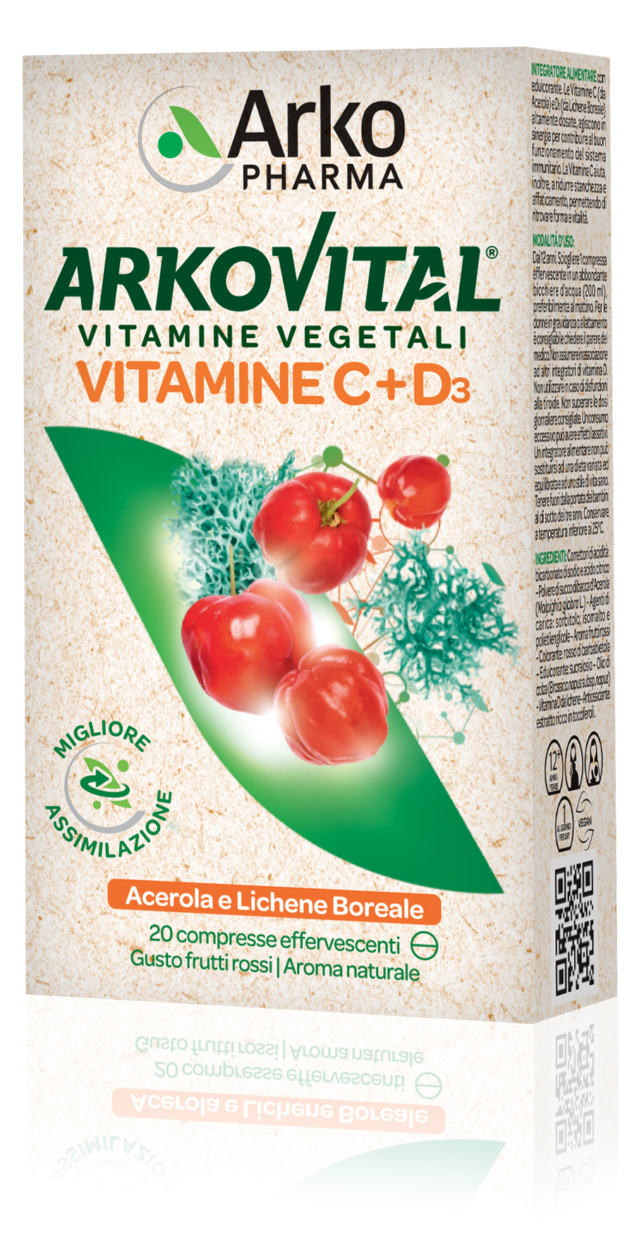 Arkovital Vitamine C + D3 Integratore Difese Immunitarie 20 Compresse Effervescenti