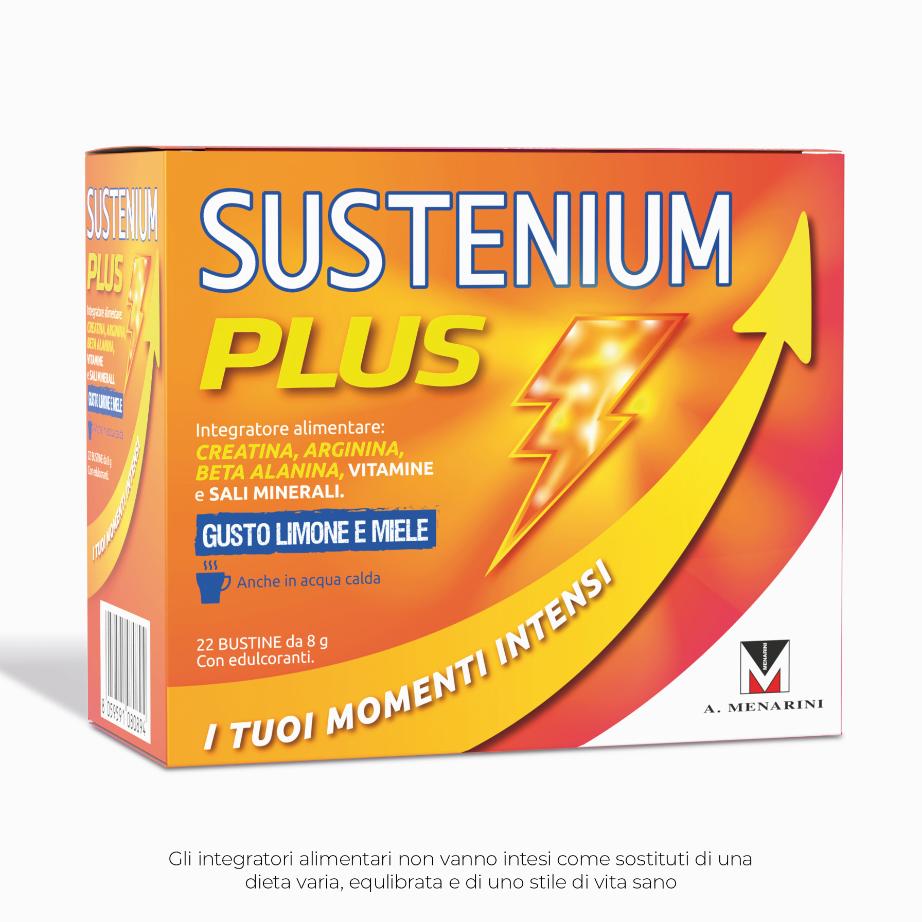 Sustenium Plus Limone e Miele Integratore Energizzante con Vitamine, Minerali e Aminoacidi, 22 Bustine
