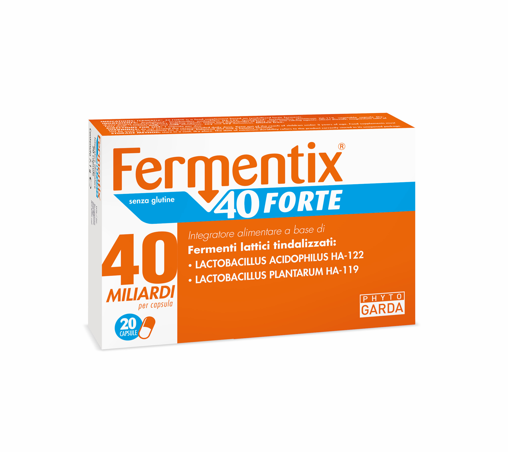 Fermentix 40 Forte Integratore con 40 Miliardi di Fermenti Lattici 20 Capsule