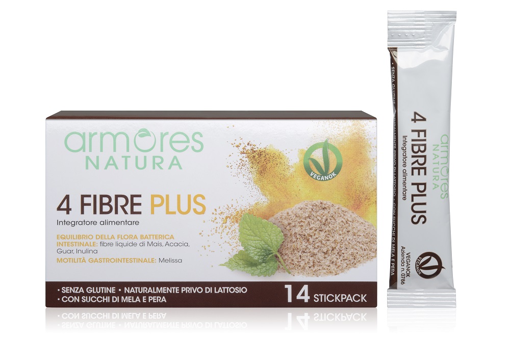 Armores Natura 4 Fibre Plus Integratore Regolarità Intestinale e Digestiva 14 Stickpack