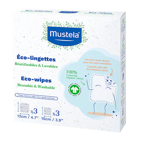 Mustela Eco-Wipes Kit Salviette Lavabili e Riutilizzabili per l’Igiene Quotidiana 6 pezzi