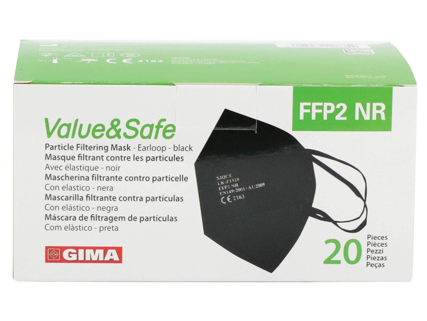 Mascherina Ffp2 Nera Gima - Confezione da 20 pezzi