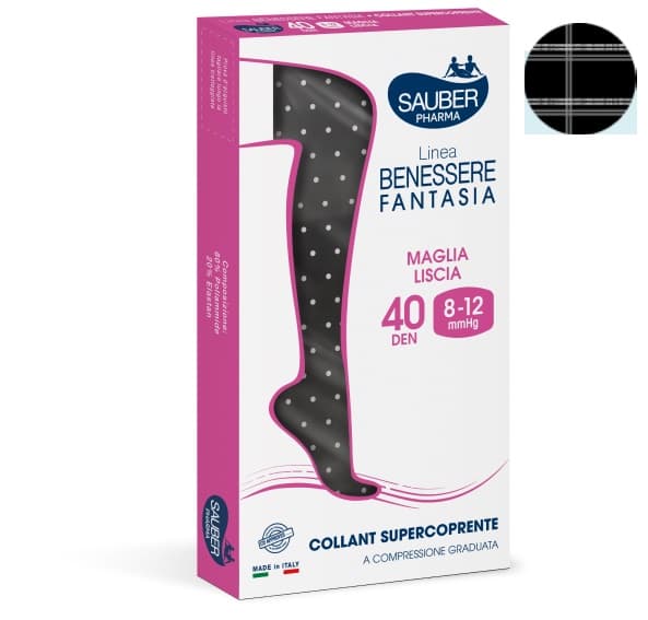 Calza sauber supercoprente fantasia 40 british lurex nero 3