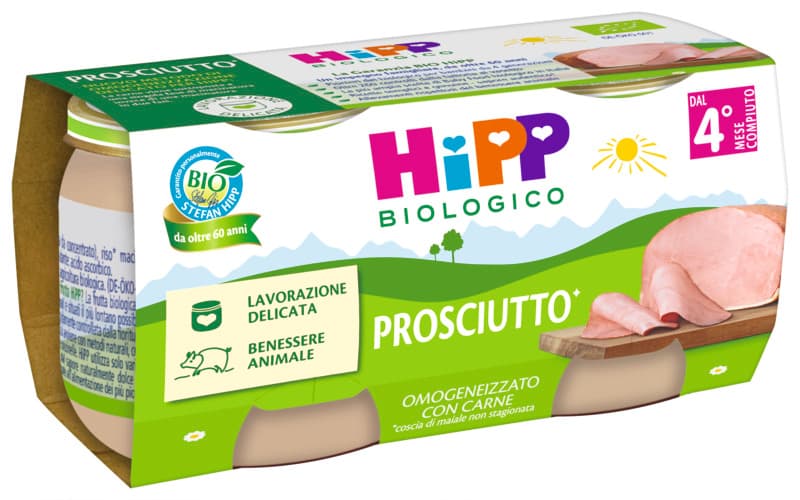 Hipp bio omogeneizzato prosciutto 2 pezzi da 80 g