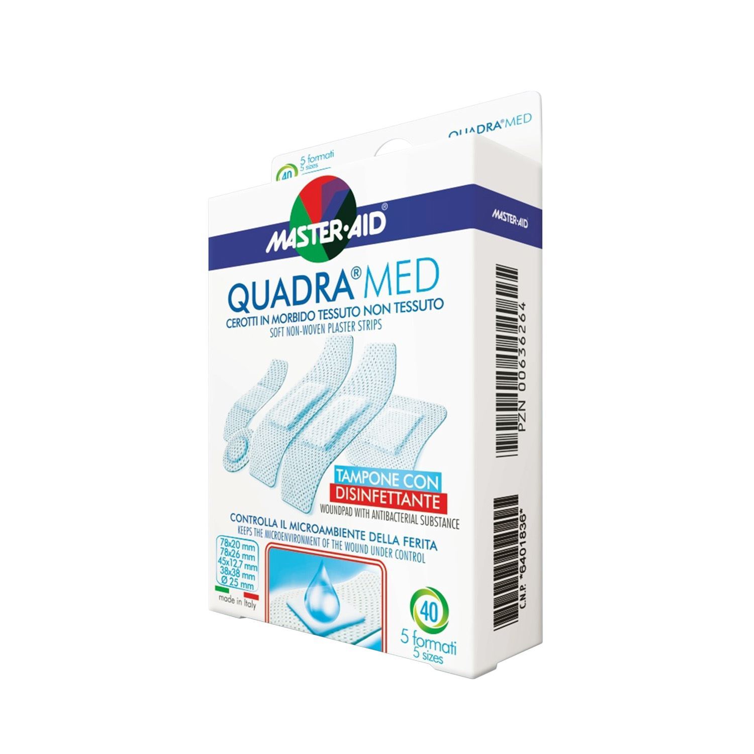 Master Aid Quadra Med Cerotti Extra in TNT Disinfettanti 10 Pezzi