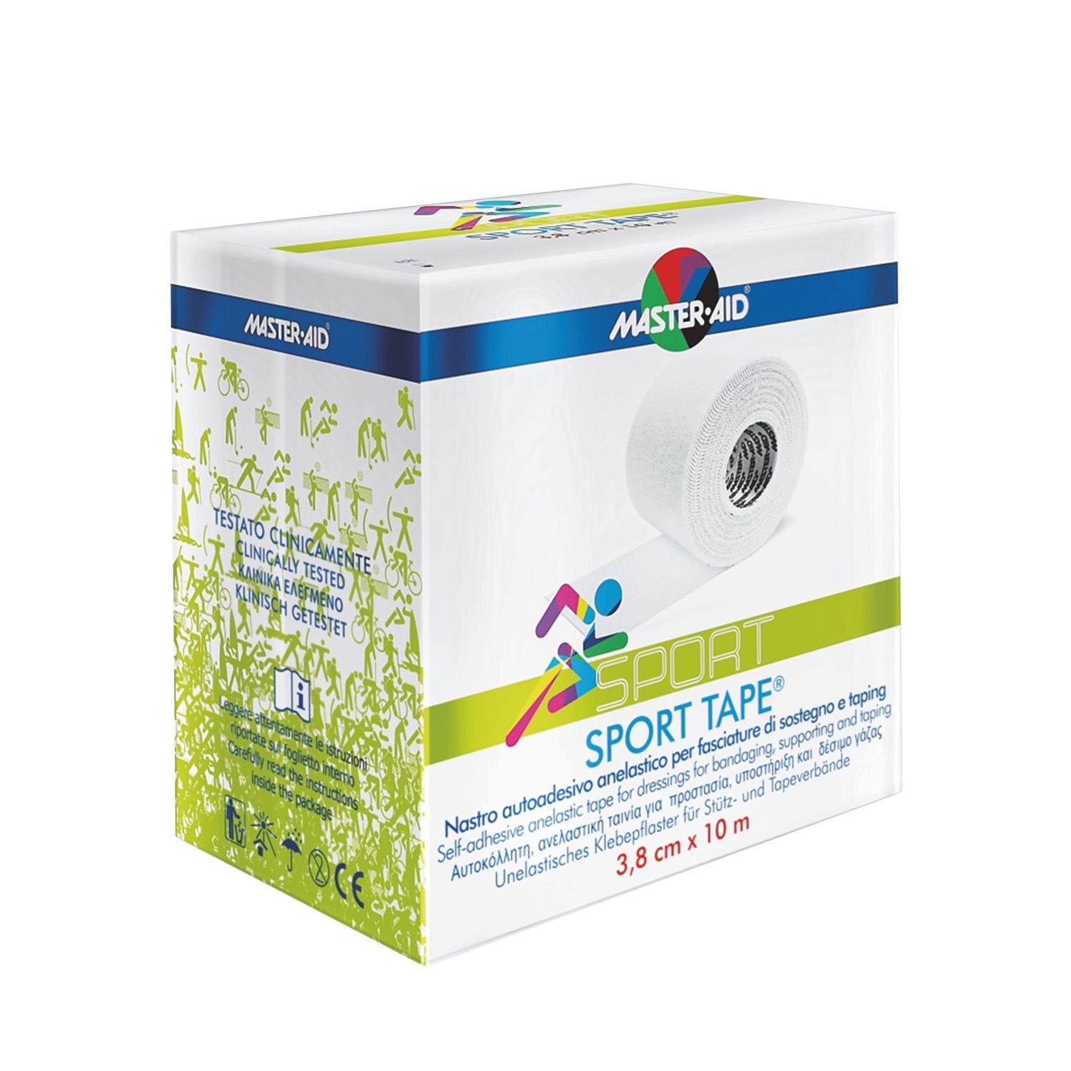 Master Aid Sport Tape Nastro Autoadesivo Per Bendaggio Di Sostegno cm 3,8x10m 1 Bobina Di Nastro