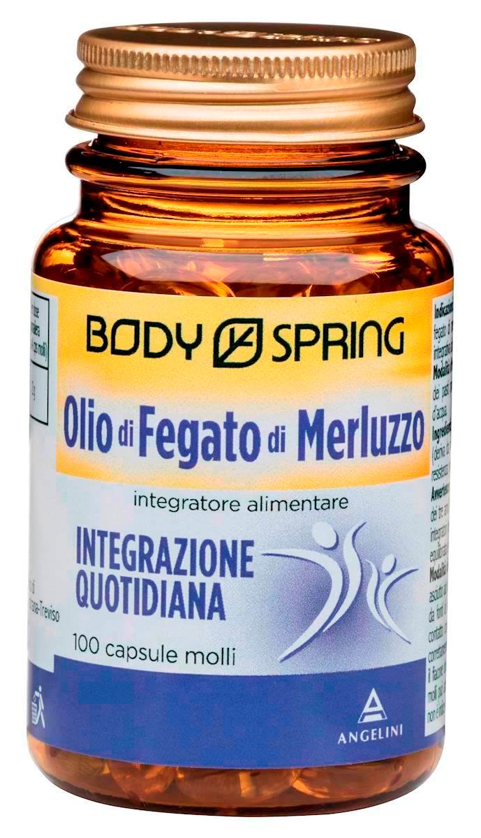 Body Spring Olio Di Fegato Di Merluzzo Integratore Colesterolo 100 Capsule