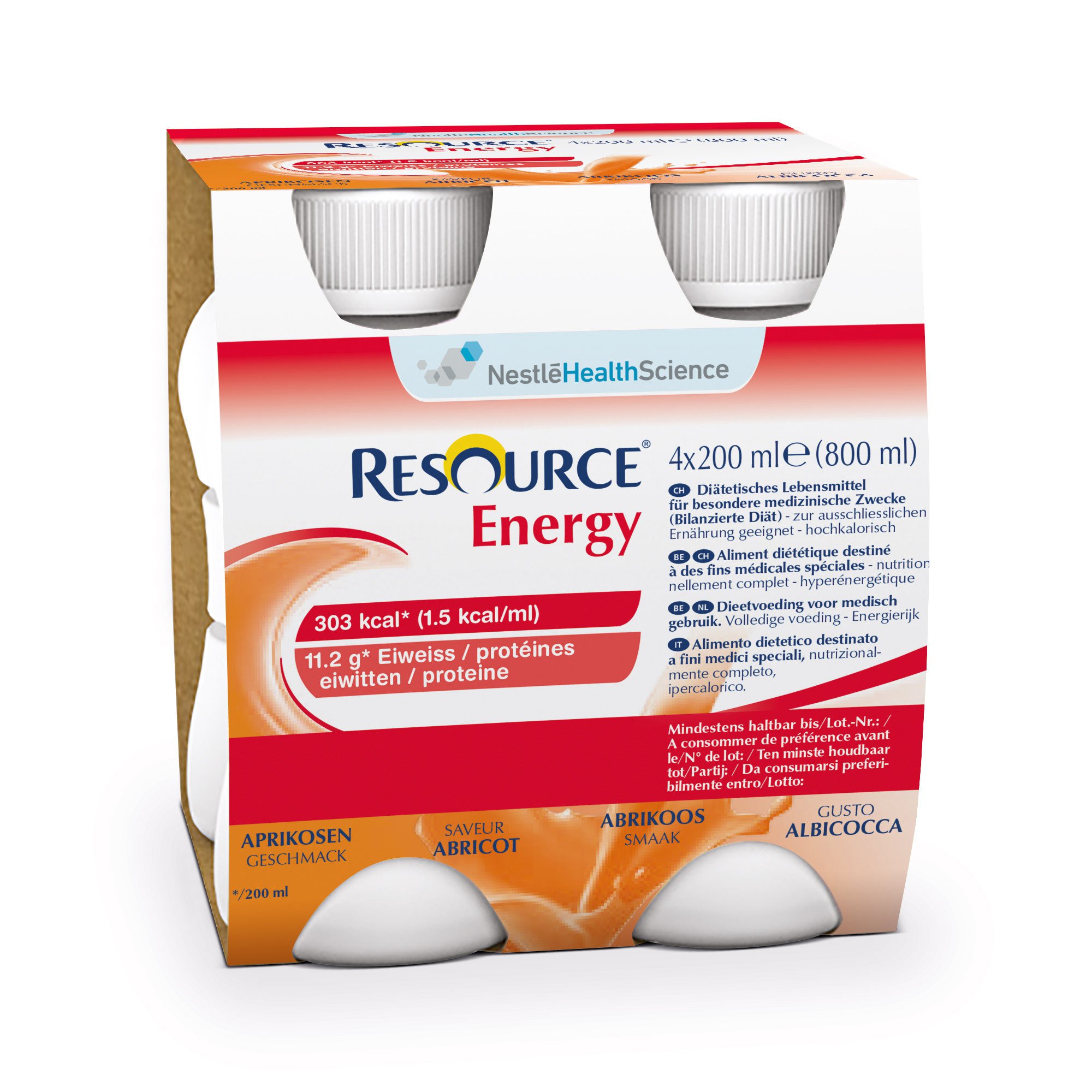 Resource Energy Albicocca Bevanda Ipercalorica Iperproteica 4x200 ml