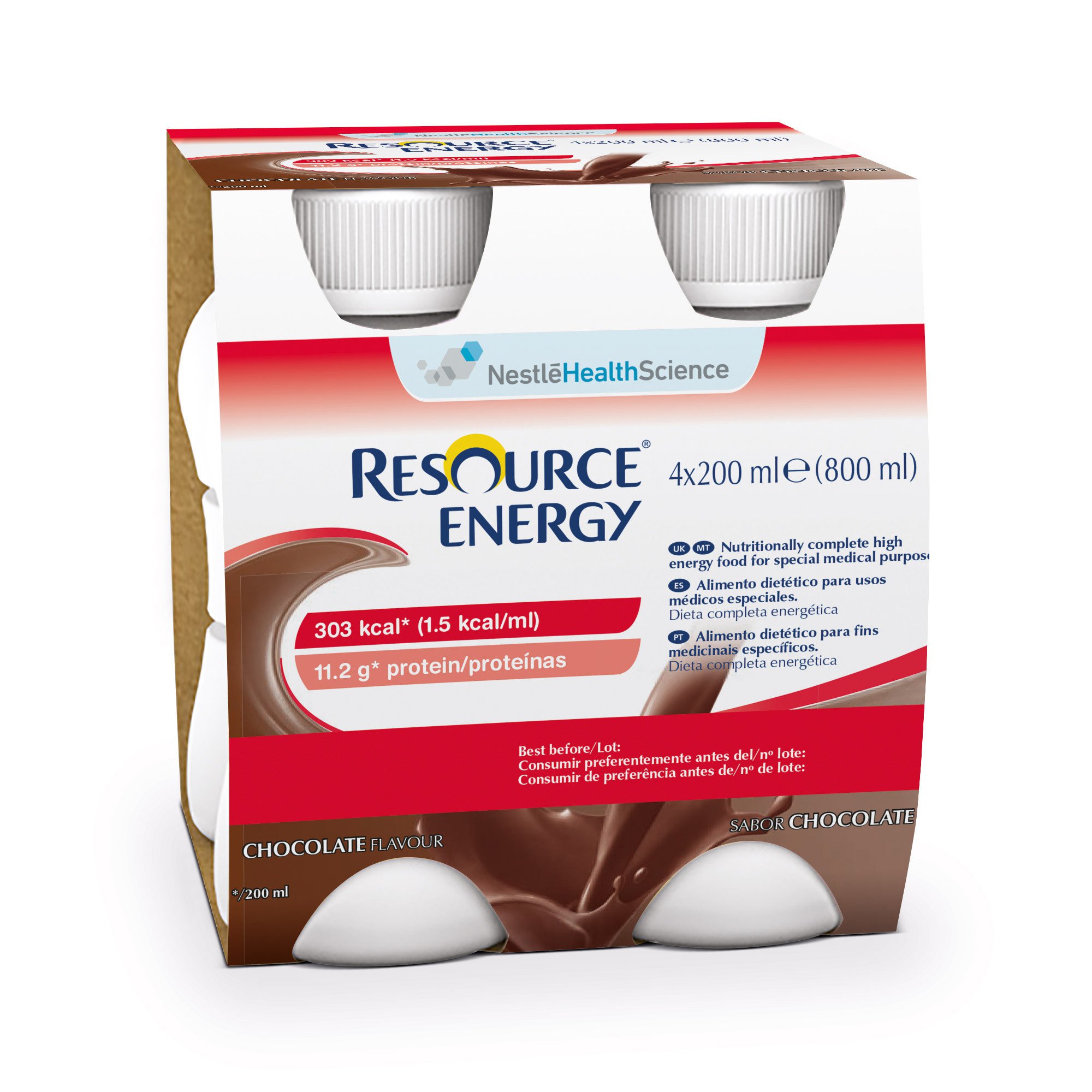Resource Energy Cioccolato Bevanda Ipercalorica Iperproteica 4x200 ml