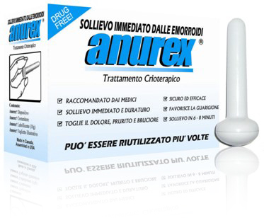 Sistema crioterapico per trattamento locale di emorroidi composto da contenitore, dispositivo e lubrificante anurex