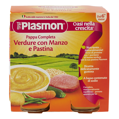 Plasmon Omogenizzato Manzo e Verdure 2 Vasetti da 80 g